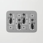 Mid Century Meow Atomic Cats on Cool Gray ©studioxtine Bath Mat Gallery Image 1