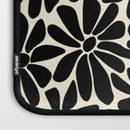 Black and White Retro Floral Art Print  Laptop Sleeve Gallery Image 3