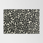 Black and White Retro Floral Art Print  Rug Gallery Image 2