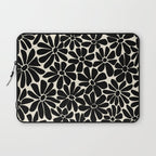 Black and White Retro Floral Art Print  Laptop Sleeve Gallery Image 1