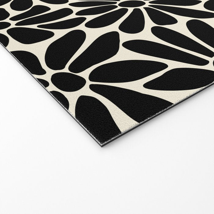 Black and White Retro Floral Art Print  Welcome Mat Gallery Image 2