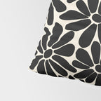 Black and White Retro Floral Art Print  Pillow Sham Gallery Image 4