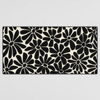 Black and White Retro Floral Art Print  Desk Mat Gallery Image 3