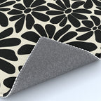 Black and White Retro Floral Art Print  Rug Gallery Image 4