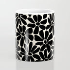 Black and White Retro Floral Art Print  Coffee Mug Gallery Image 4