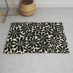 Black and White Retro Floral Art Print  Rug Gallery Image 1