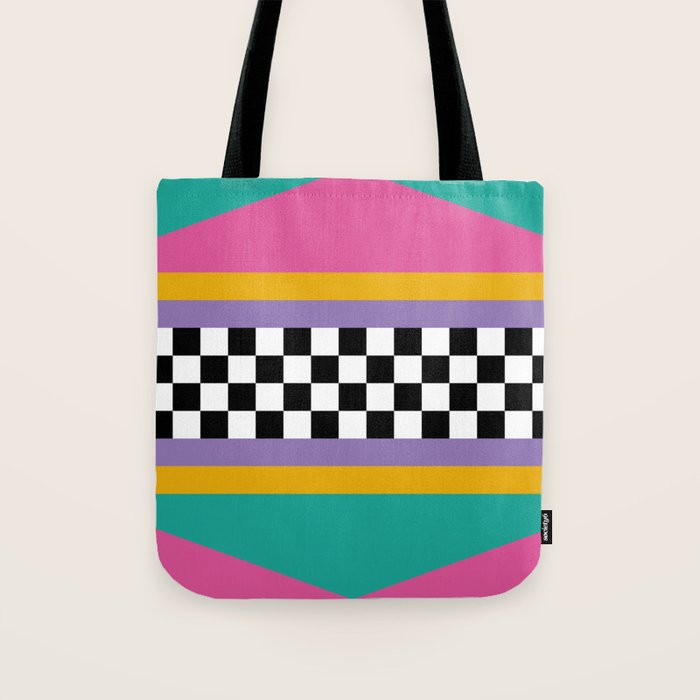 Checkered pattern grid / Vintage 80s / Retro 90s Tote Bag Gallery Image 1