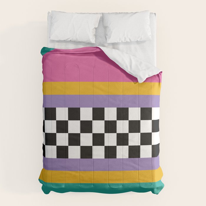 Checkered pattern grid / Vintage 80s / Retro 90s Comforter Gallery Image 1
