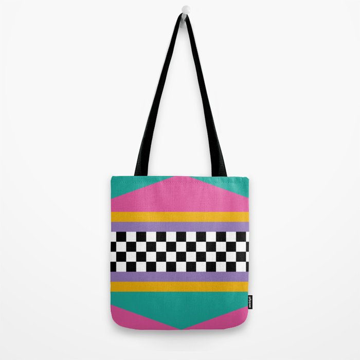 Checkered pattern grid / Vintage 80s / Retro 90s Tote Bag Gallery Image 2