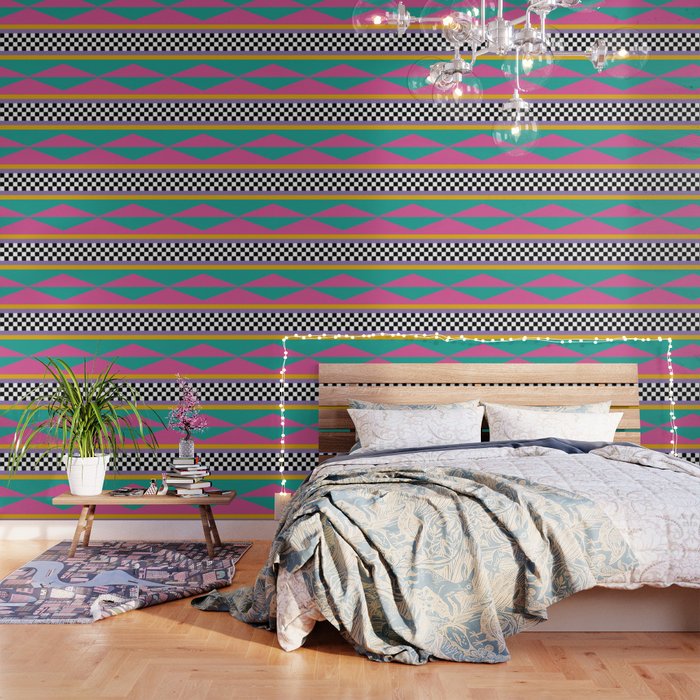 Checkered pattern grid / Vintage 80s / Retro 90s Wallpaper Gallery Image 3