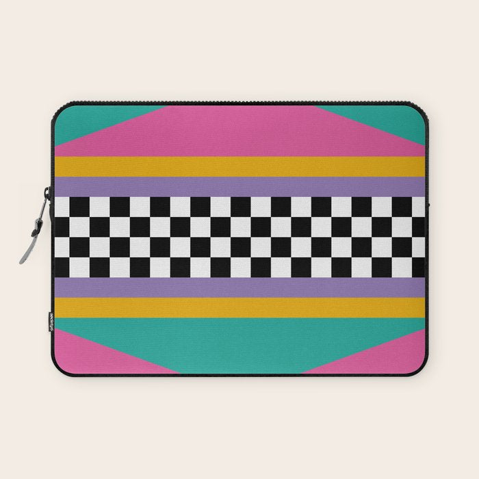 Checkered pattern grid / Vintage 80s / Retro 90s Laptop Sleeve Gallery Image 1