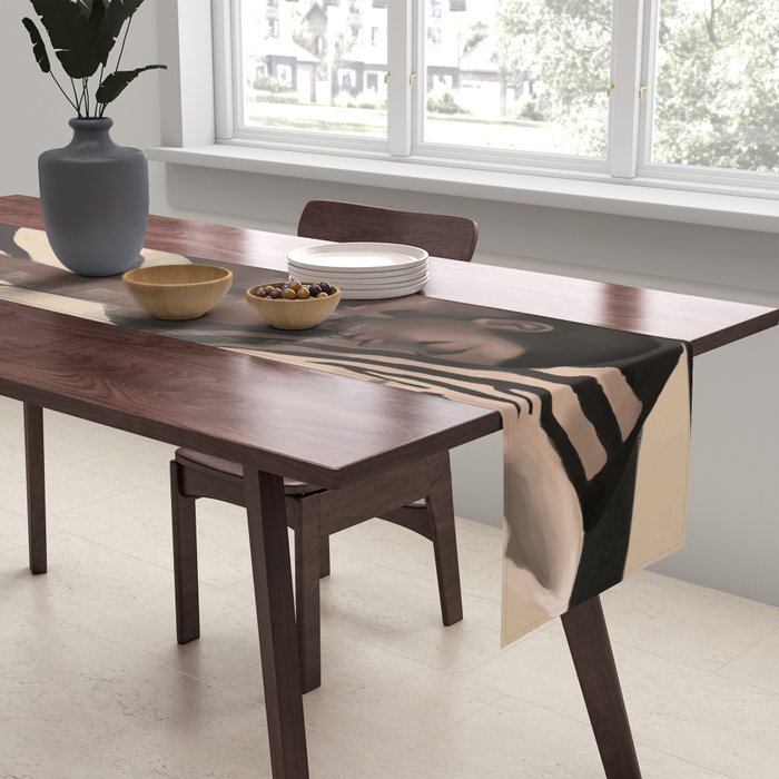 Woman and Zebra in Bold Stripes Table Runner Gallery Image 2