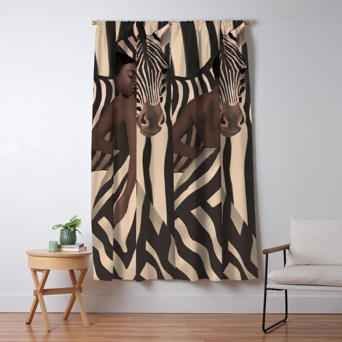 Woman and Zebra in Bold Stripes Window Curtain Gallery Image 5