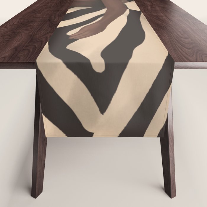Woman and Zebra in Bold Stripes Table Runner Gallery Image 1