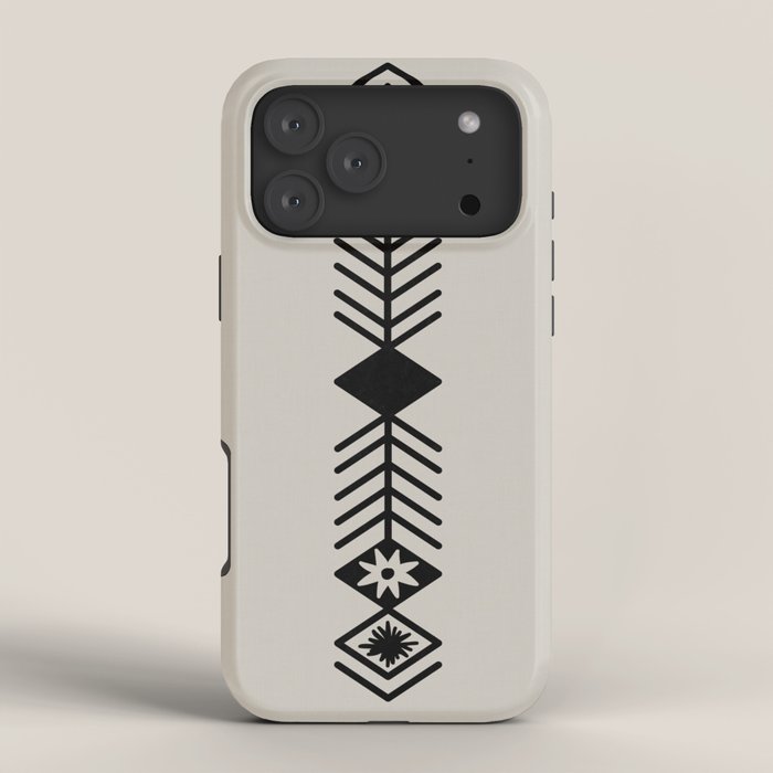 Black aztec lines and flowers on neutral iPhone Case Gallery Image 4