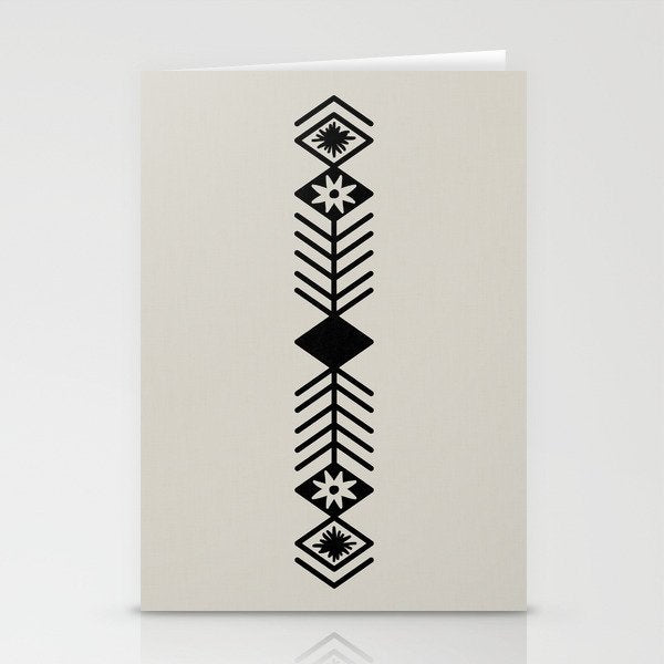 Black aztec lines and flowers on neutral Stationery Card Gallery Image 2