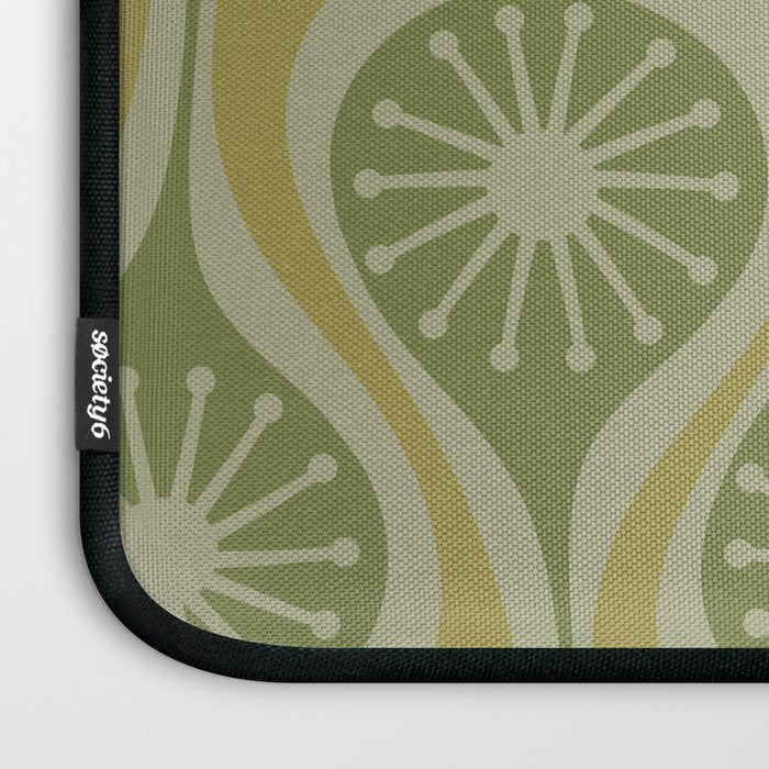 Mid Century Modern Atomic Drops Retro Pattern in Vintage Olive Green and Celadon Tones Laptop Sleeve Gallery Image 3