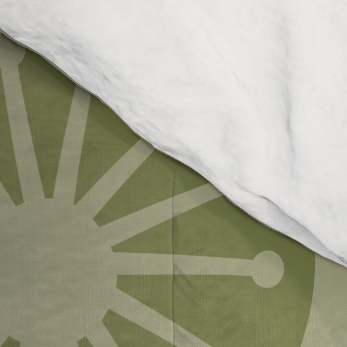 Mid Century Modern Atomic Drops Retro Pattern in Vintage Olive Green and Celadon Tones Comforter Gallery Image 4