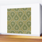 Mid Century Modern Atomic Drops Retro Pattern in Vintage Olive Green and Celadon Tones Wall Mural Gallery Image 2
