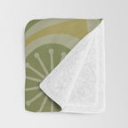 Mid Century Modern Atomic Drops Retro Pattern in Vintage Olive Green and Celadon Tones Throw Blanket Gallery Image 3