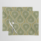 Mid Century Modern Atomic Drops Retro Pattern in Vintage Olive Green and Celadon Tones Placemat Gallery Image 1