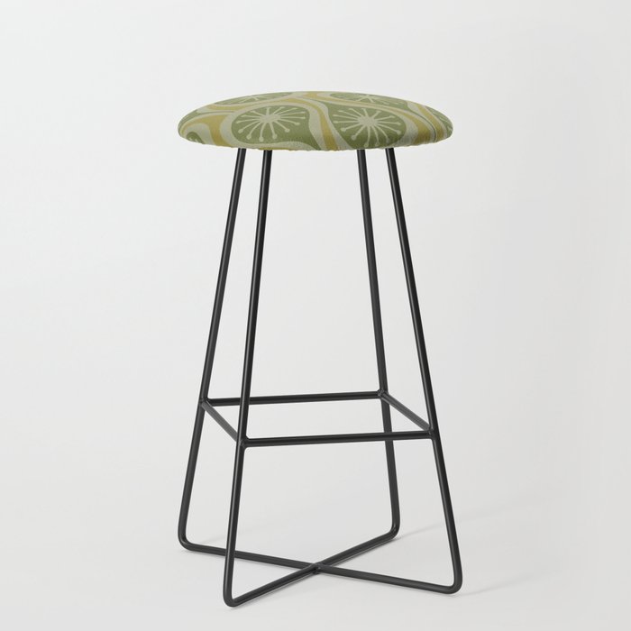 Mid Century Modern Atomic Drops Retro Pattern in Vintage Olive Green and Celadon Tones Stool Gallery Image 1