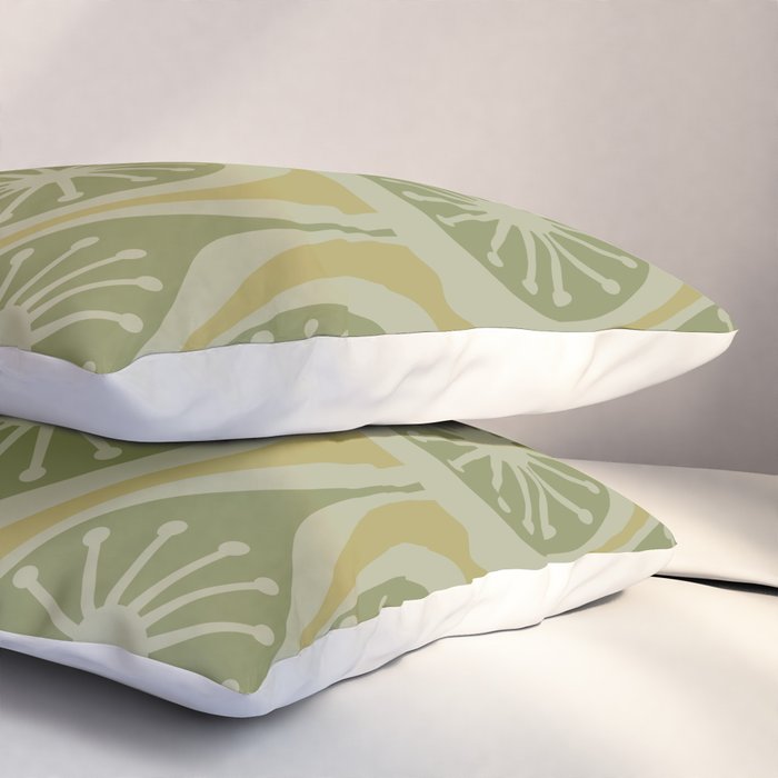 Mid Century Modern Atomic Drops Retro Pattern in Vintage Olive Green and Celadon Tones Pillow Sham Gallery Image 3