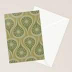 Mid Century Modern Atomic Drops Retro Pattern in Vintage Olive Green and Celadon Tones Stationery Card Gallery Image 2