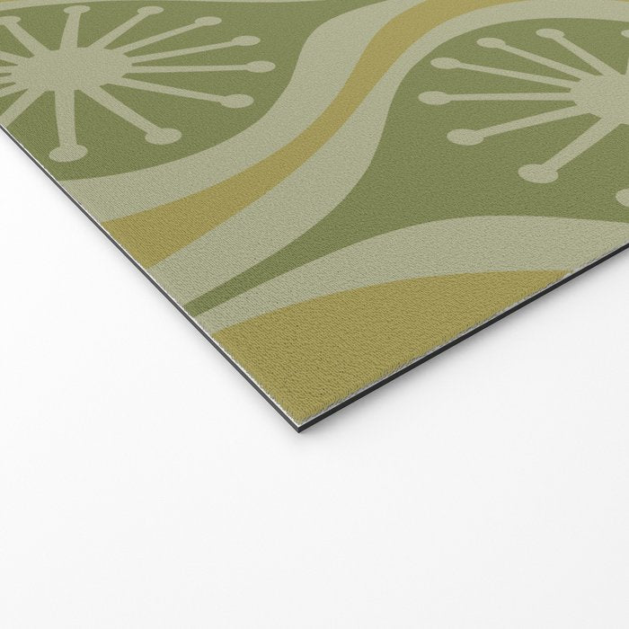 Mid Century Modern Atomic Drops Retro Pattern in Vintage Olive Green and Celadon Tones Welcome Mat Gallery Image 2