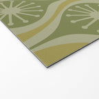 Mid Century Modern Atomic Drops Retro Pattern in Vintage Olive Green and Celadon Tones Welcome Mat Gallery Image 2