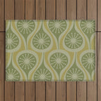 Mid Century Modern Atomic Drops Retro Pattern in Vintage Olive Green and Celadon Tones Outdoor Rug Gallery Image 1
