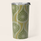 Mid Century Modern Atomic Drops Retro Pattern in Vintage Olive Green and Celadon Tones Travel Mug Gallery Image 2