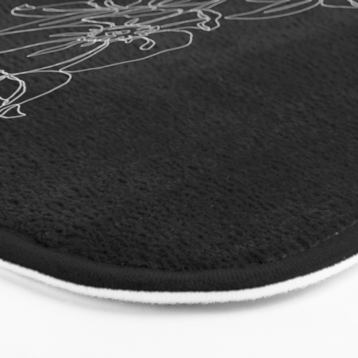 Botanical illustration one line drawing - Rose Black Bath Mat Gallery Image 3