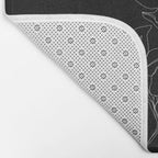 Botanical illustration one line drawing - Rose Black Bath Mat Gallery Image 2