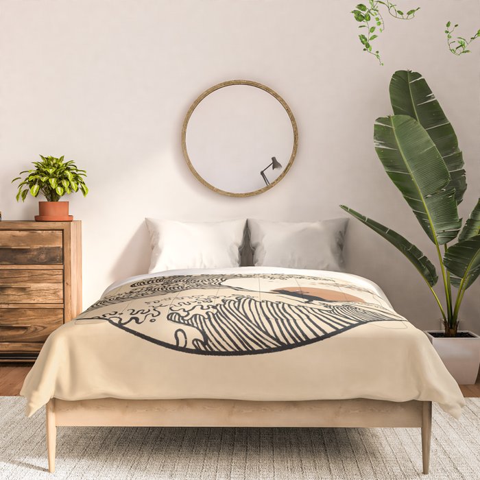 Autumn Tree spring fall Great Wave cat reading Comforter Gallery Image 3