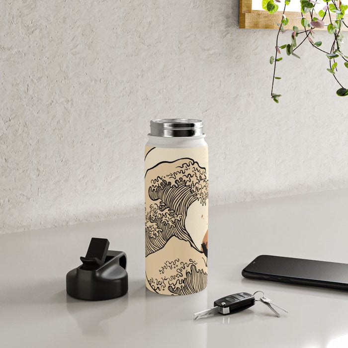 Autumn Tree spring fall Great Wave cat reading Water Bottle Gallery Image 4
