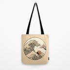 Autumn Tree spring fall Great Wave cat reading Tote Bag Gallery Image 2