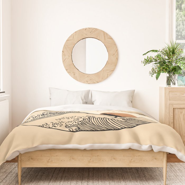 Autumn Tree spring fall Great Wave cat reading Duvet Cover Gallery Image 3