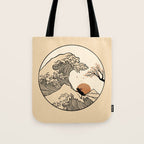 Autumn Tree spring fall Great Wave cat reading Tote Bag Gallery Image 1