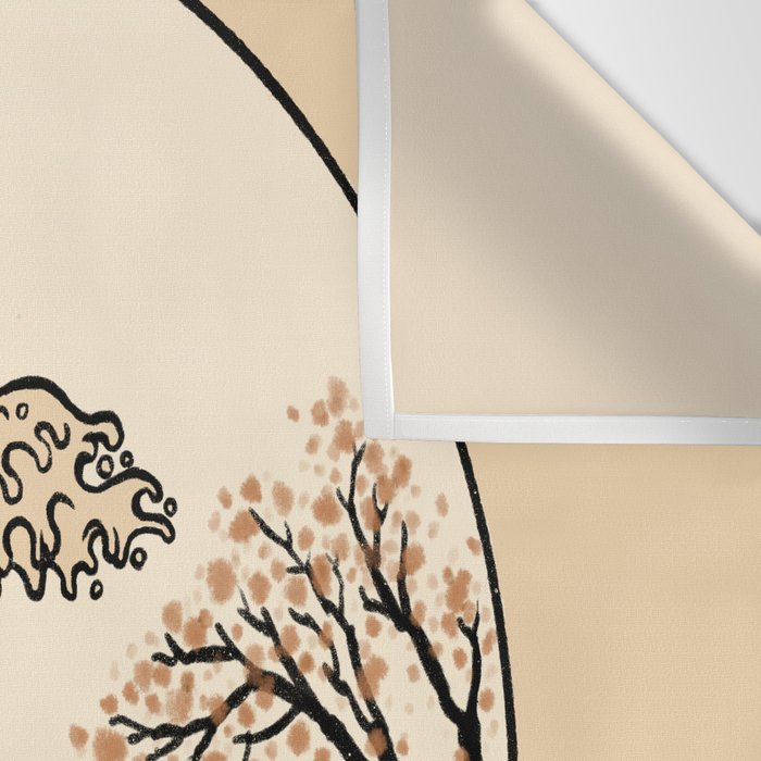 Autumn Tree spring fall Great Wave cat reading Wall Tapestry Gallery Image 3