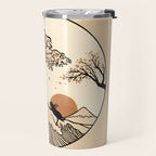 Autumn Tree spring fall Great Wave cat reading Travel Mug Gallery Image 2