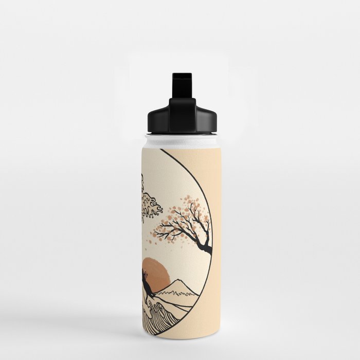 Autumn Tree spring fall Great Wave cat reading Water Bottle Gallery Image 2