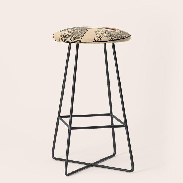 Autumn Tree spring fall Great Wave cat reading Stool Gallery Image 1