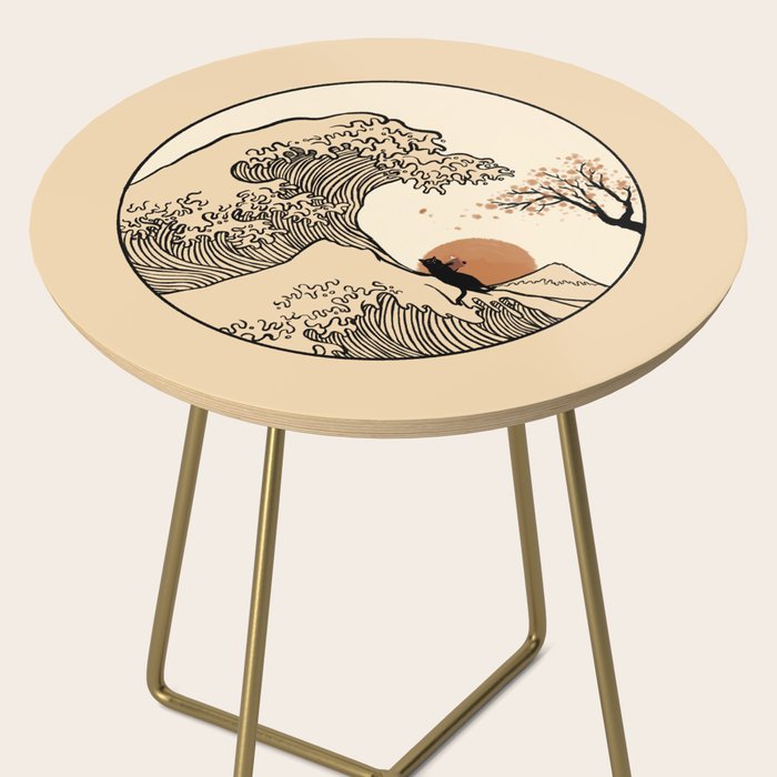 Autumn Tree spring fall Great Wave cat reading Side Table Gallery Image 2