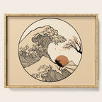 Autumn Tree spring fall Great Wave cat reading Serving Tray Gallery Image 1