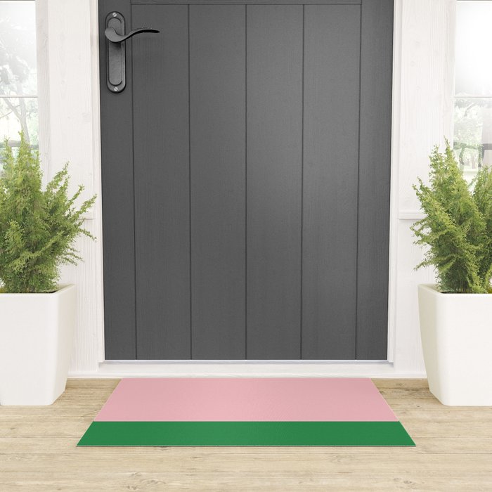 Color Block Pink and Green Welcome Mat Gallery Image 3