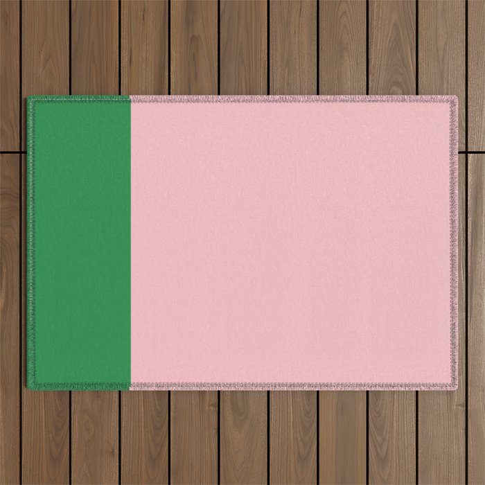 Color Block Pink and Green Outdoor Rug Gallery Image 1