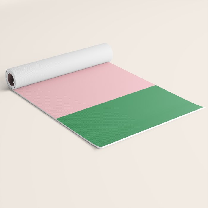 Color Block Pink and Green Yoga Mat Gallery Image 2