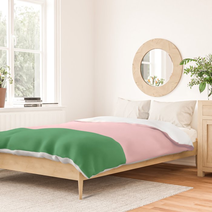Color Block Pink and Green Duvet Cover Gallery Image 2