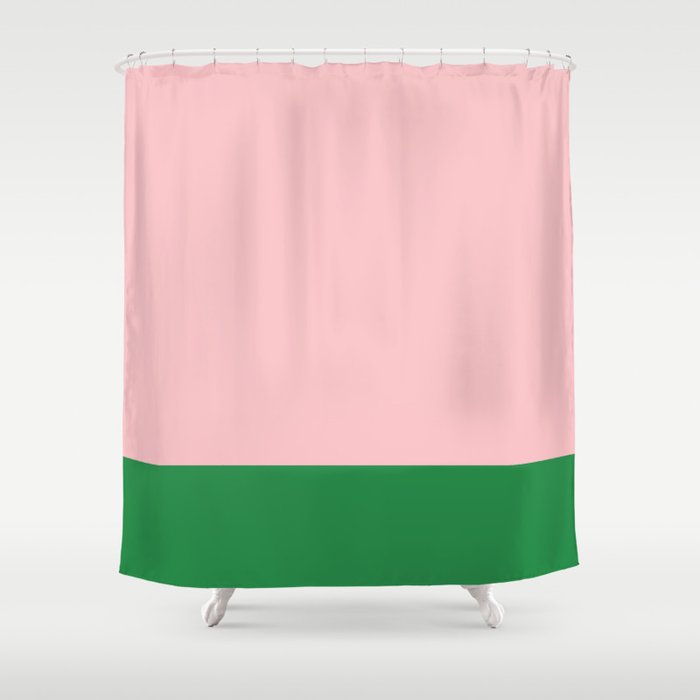 Color Block Pink and Green Shower Curtain Gallery Image 1